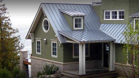 gray house with green metal roof|grayish green exterior house paint.